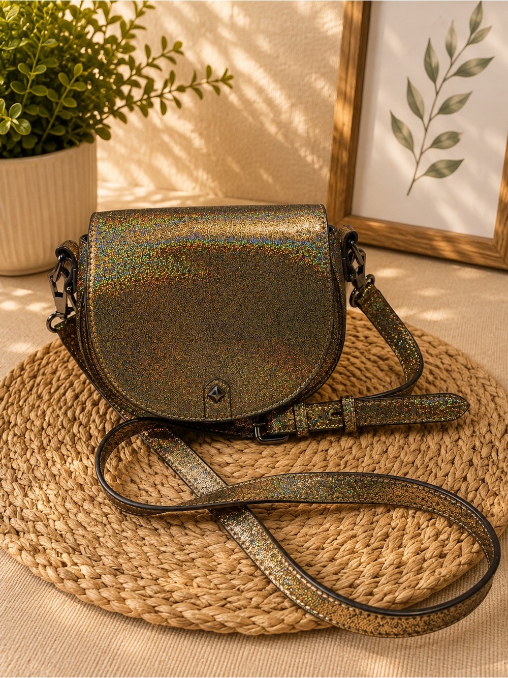 Rebecca Minkoff Gold Holographic Crossbody Bag - Picture 3 of 3